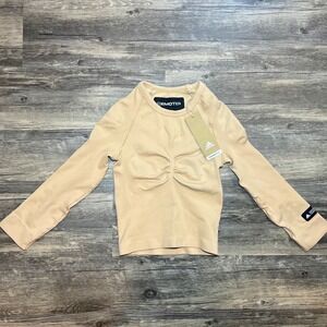 NWT Adidas Formotion Ribbed Ruched Long Sleeve Top Beige Seamless Athletic Small